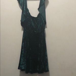 Hunter green OTS flounce skater dress